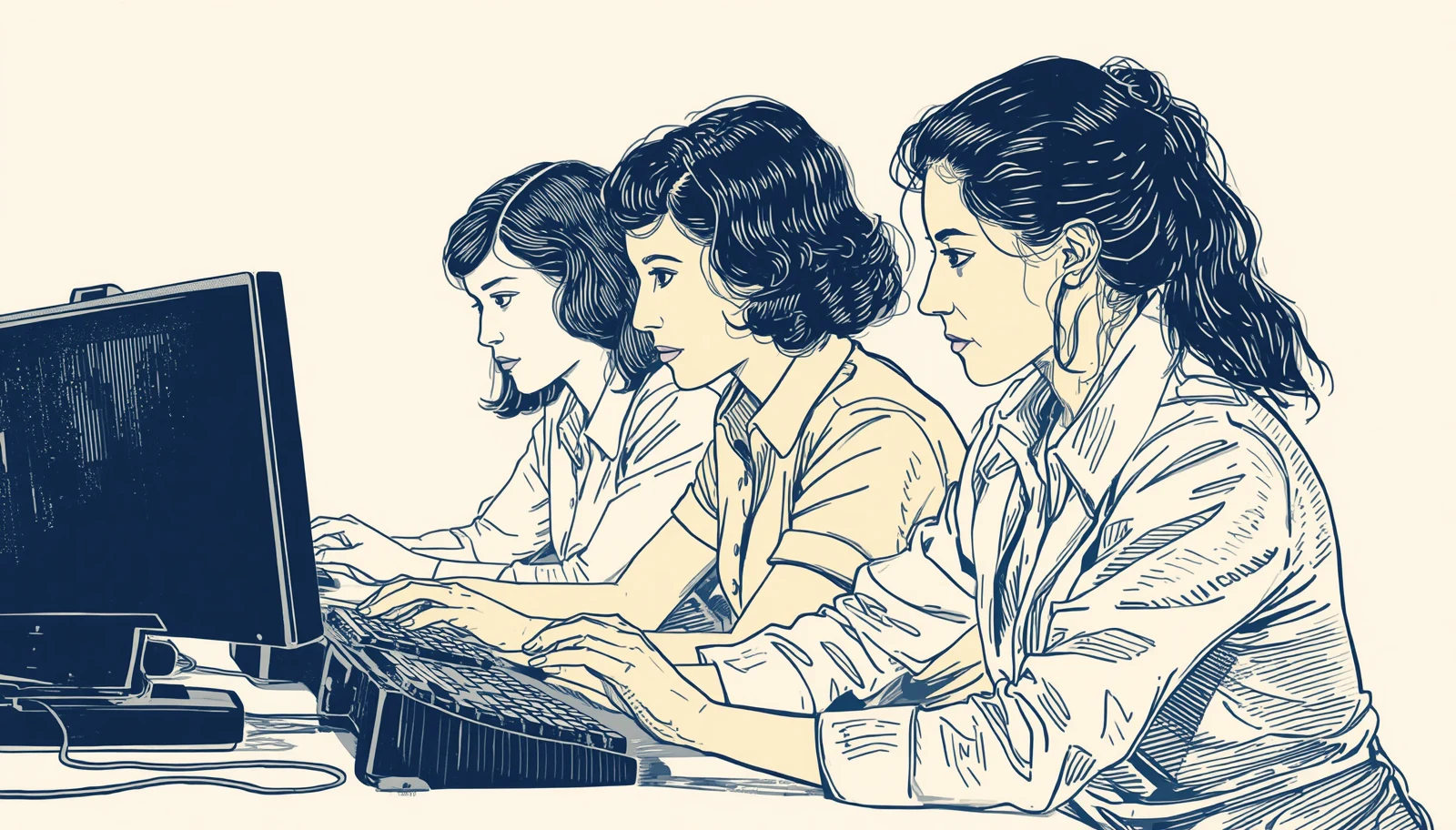 tres pioneras de la computación, cada una con su aporte (programa, palabras, Luna): la diversidad construye la tecnología
