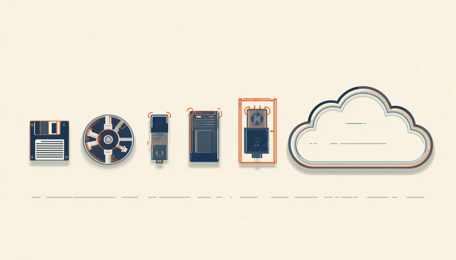 la carrera por guardar más en menos espacio: disquete, CD, memoria USB, SSD y la nube en fila, de menos a más capacidad